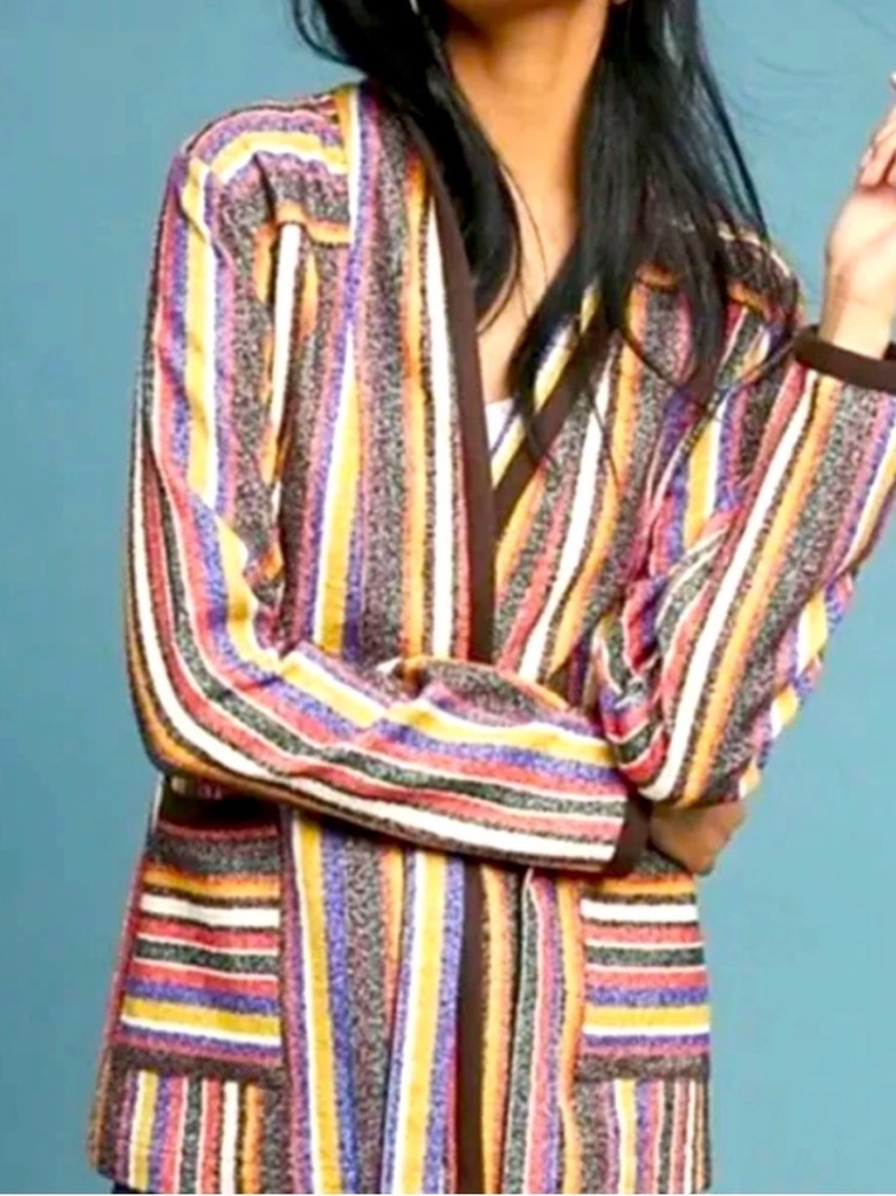 Akemi + Kin Mansoura Striped Wrap Jacket from Anthropologie-Boho-Fall